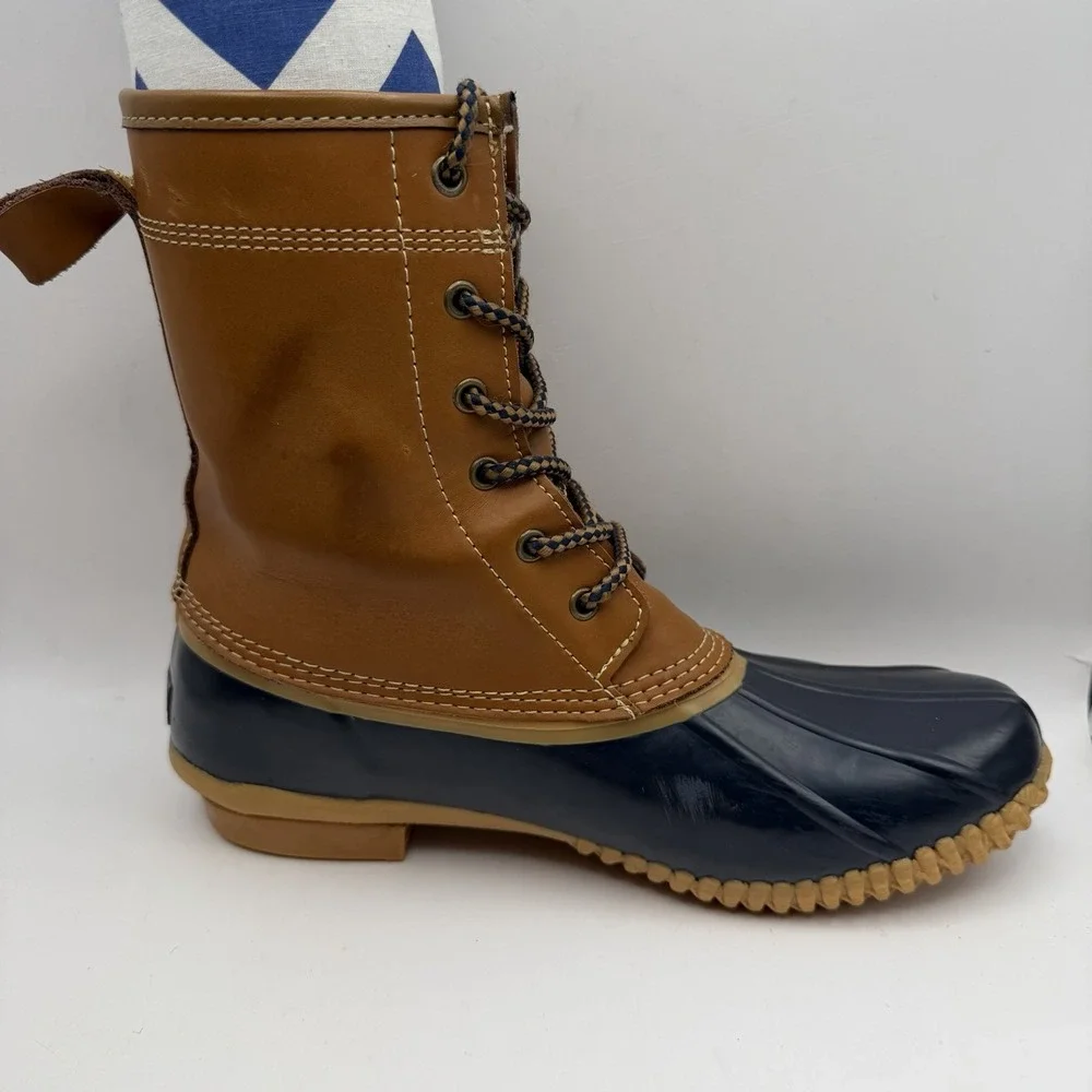 Land's End Women's Sz 8 Leather and Blue Rubber Duck Boots 502426‎